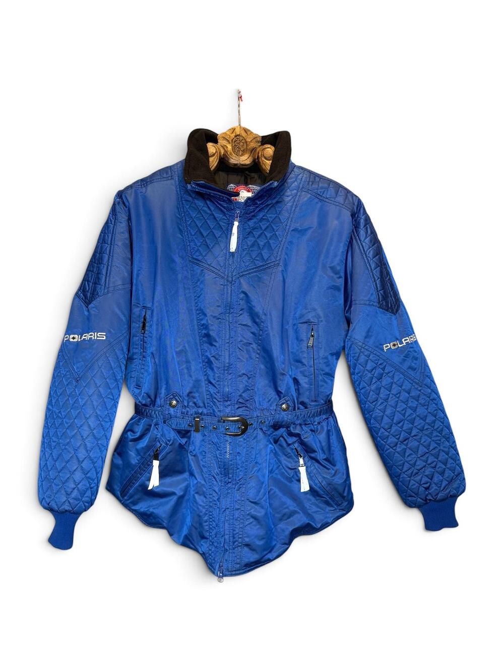 Polaris Vintage Blue Ski Jacket Women's Insulated Belted High Neck Large
